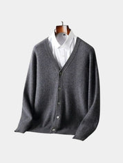 100% Merino Wool V Neck Knitwear Cardigan Sweater - North & Row