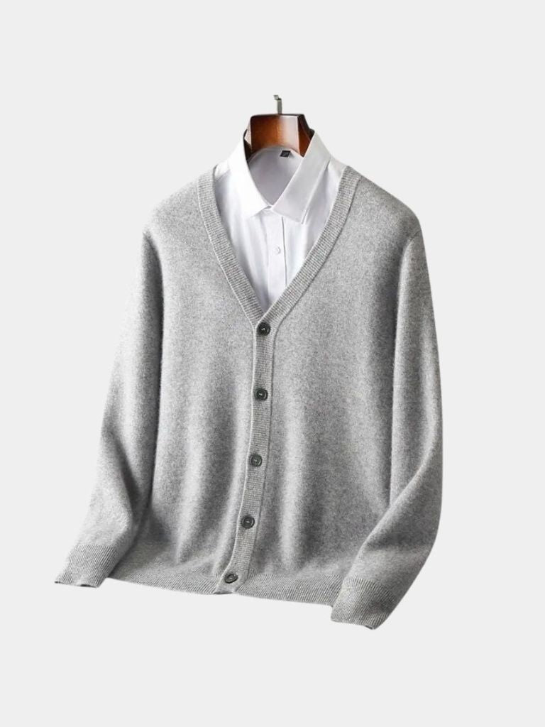 100% Merino Wool V Neck Knitwear Cardigan Sweater - North & Row