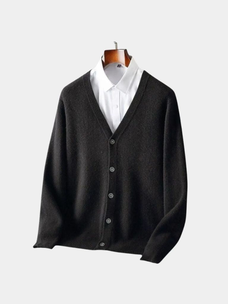 100% Merino Wool V Neck Knitwear Cardigan Sweater - North & Row