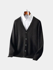 100% Merino Wool V Neck Knitwear Cardigan Sweater - North & Row