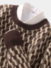 100% Wool Geometric Crew Neck Pullover Sweater - North & Row