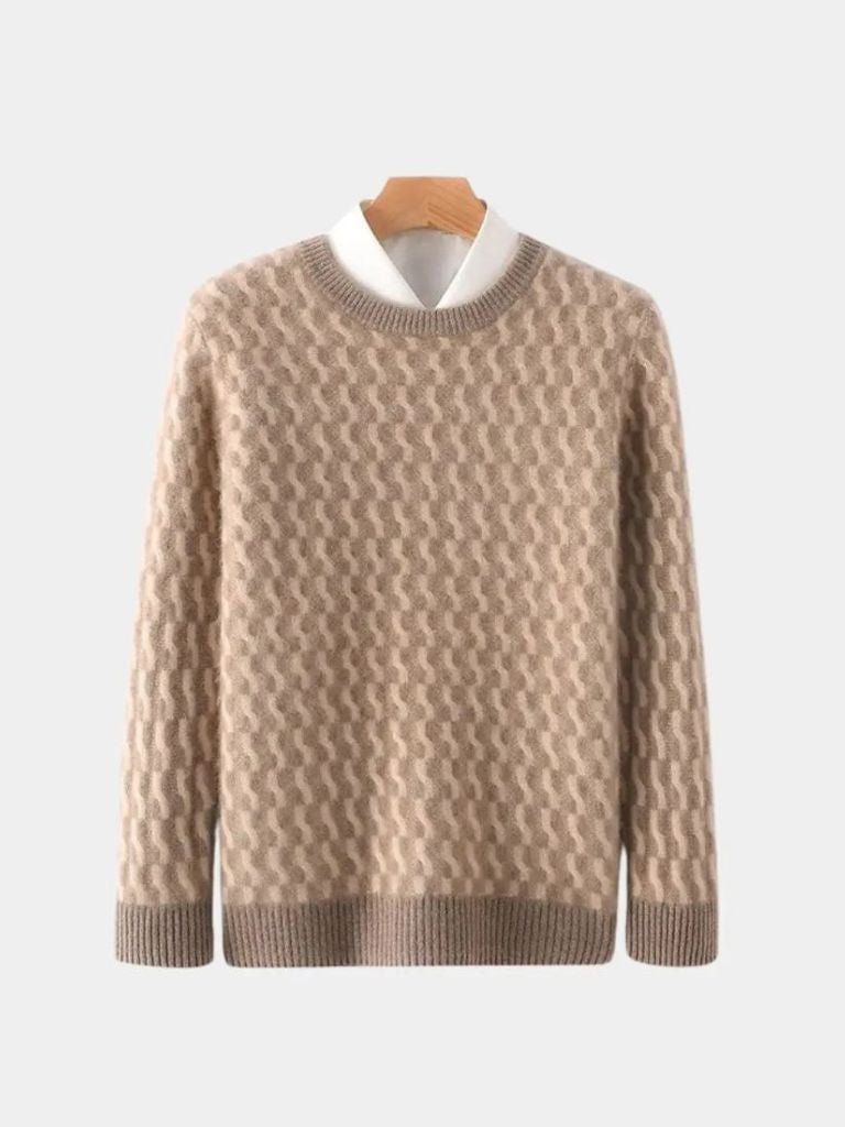 100% Wool Geometric Crew Neck Pullover Sweater - North & Row