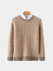 100% Wool Geometric Crew Neck Pullover Sweater - North & Row