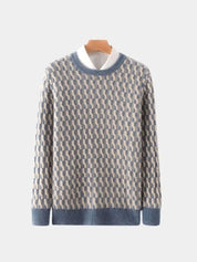 100% Wool Geometric Crew Neck Pullover Sweater - North & Row