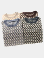 100% Wool Geometric Crew Neck Pullover Sweater - North & Row
