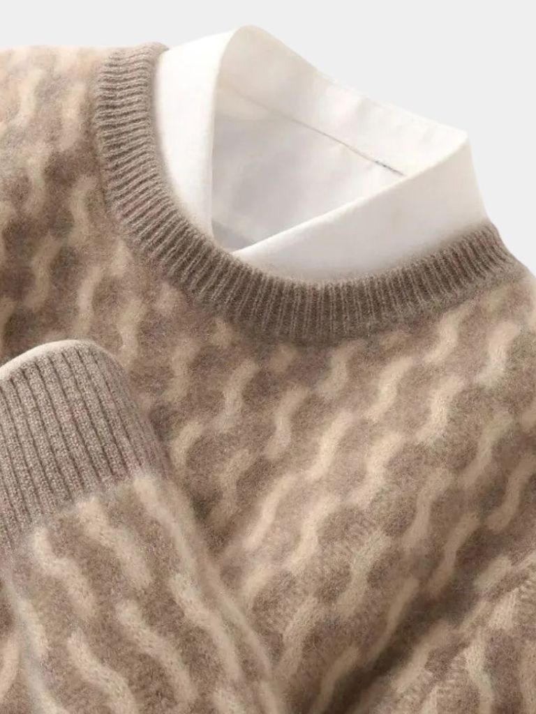 100% Wool Geometric Crew Neck Pullover Sweater - North & Row