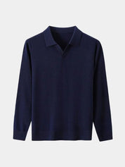 100% Wool Knit V Neck Turndown Polo Pullover - North & Row