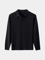100% Wool Knit V Neck Turndown Polo Pullover - North & Row