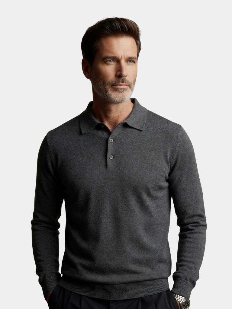 Wool Knit Button Up Polo Pullover - North & Row