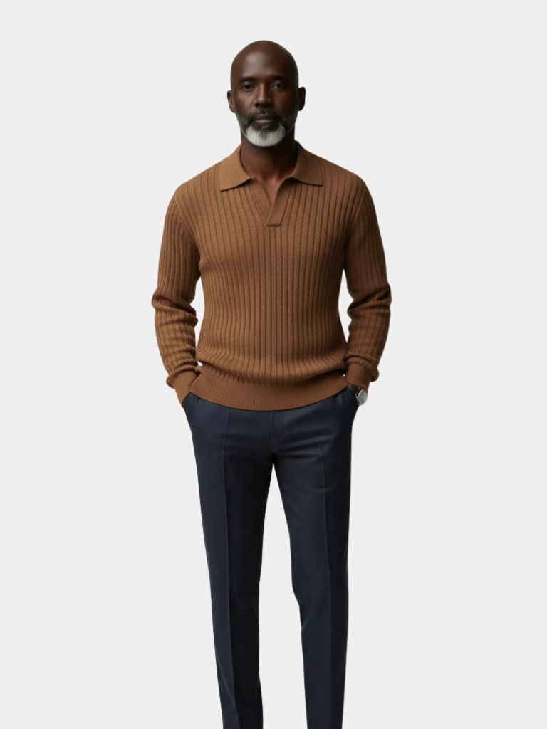 V-Neck Polo Sweater Ribbed - North & Row