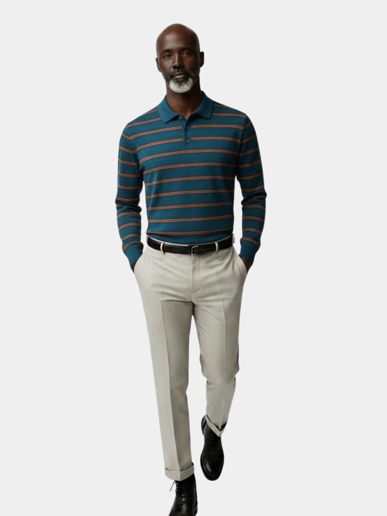 Navy Sunset Striped Polo - North & Row