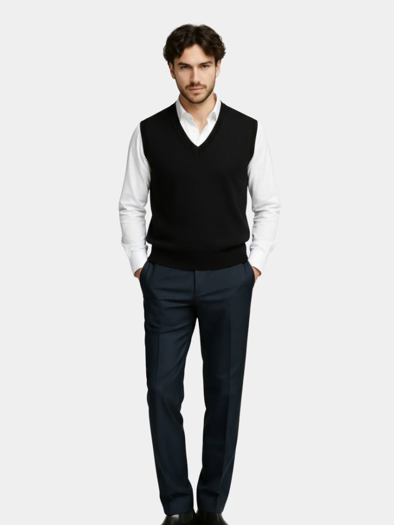 100% Cashmere V Neck Knit Vest - North & Row