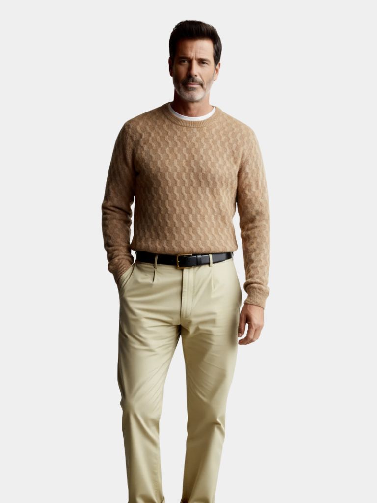 100% Wool Geometric Crew Neck Pullover Sweater - North & Row
