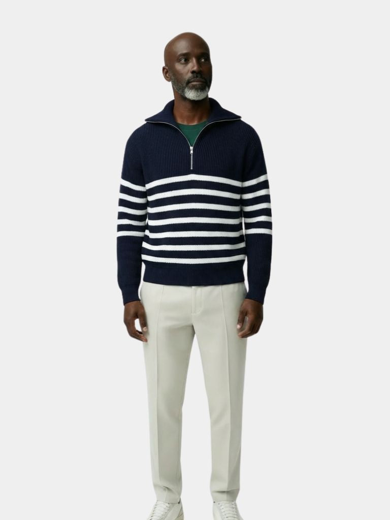 Casual Striped Zip Up Sweater - North & Row
