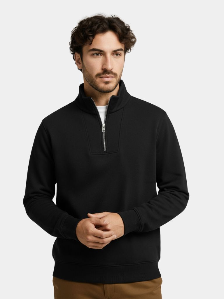 Zip Black Lapel Sports Sweatshirt - North & Row