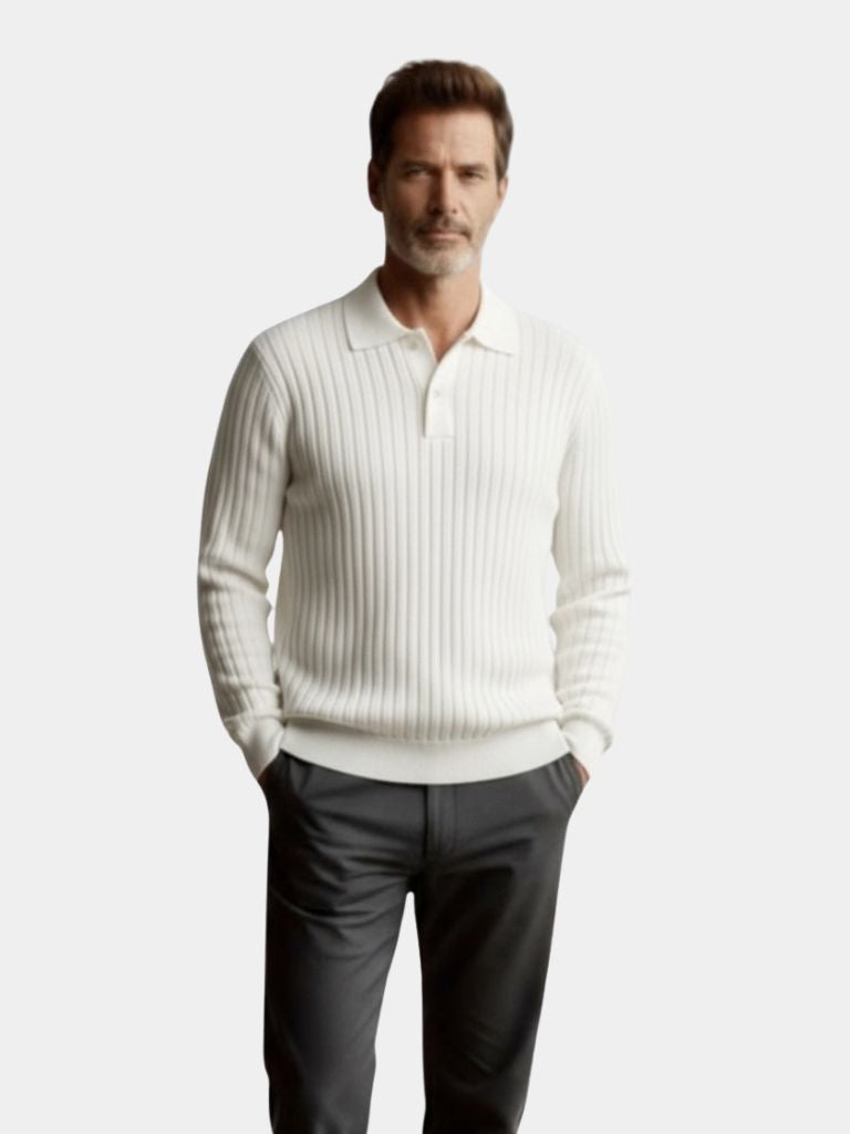 Elegant Open Collar Long Sleeve Polo - North & Row
