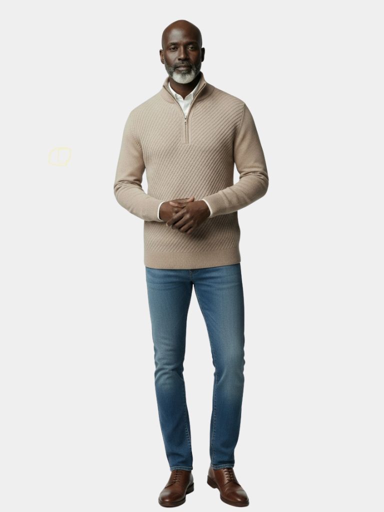 Stripe Quarter Zip Wool Sweater - North & Row