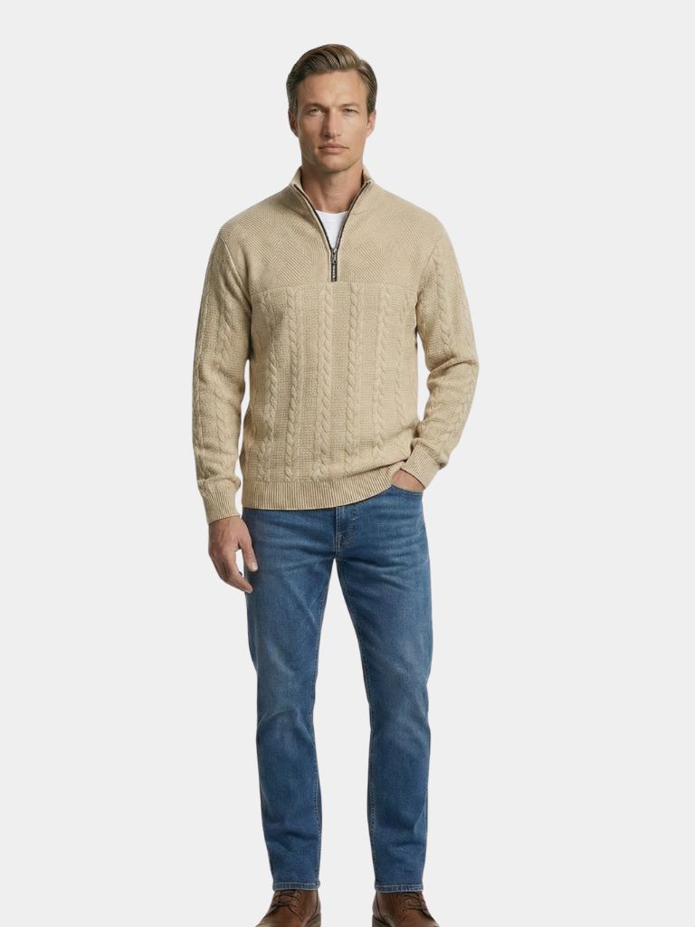 Essential Henley High Collar Quarter Zip Pullover - North & Row