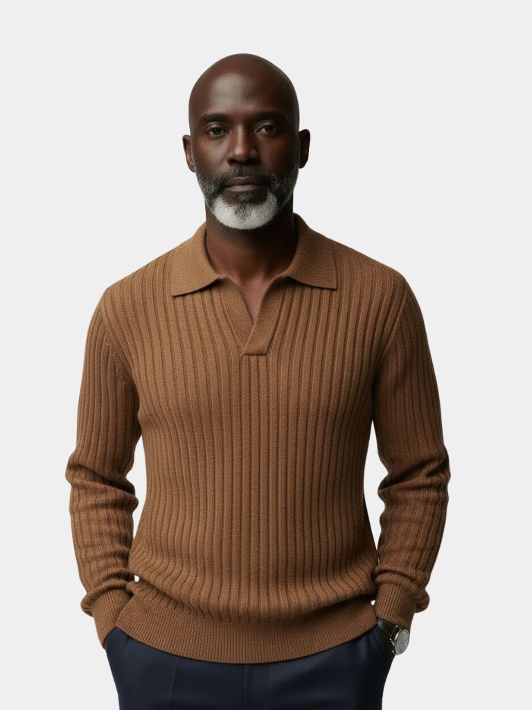 V-Neck Polo Sweater Ribbed - North & Row