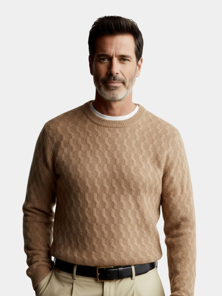 100% Wool Geometric Crew Neck Pullover Sweater - North & Row