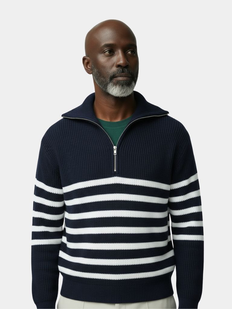 Casual Striped Zip Up Sweater - North & Row