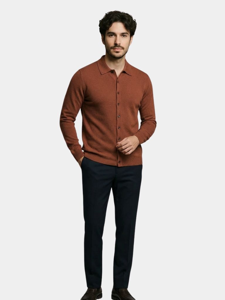 100% Cashmere Polo Cardigan - North & Row