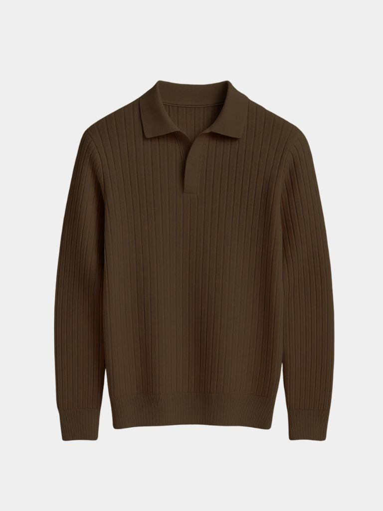 Elegant Open Collar Long Sleeve Polo - North & Row
