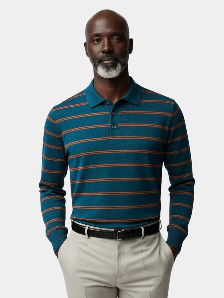Navy Sunset Striped Polo - North & Row