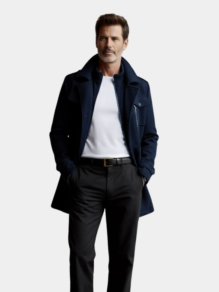 Aristocratic Black Wool Overcoat - North & Row
