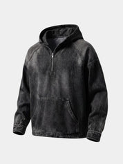 Artisan Denim Smock Quarter Zip Hooded Jacket - North & Row