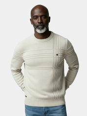 Cotton Knitted Stripped Crew Neck Pullover Sweater - North & Row
