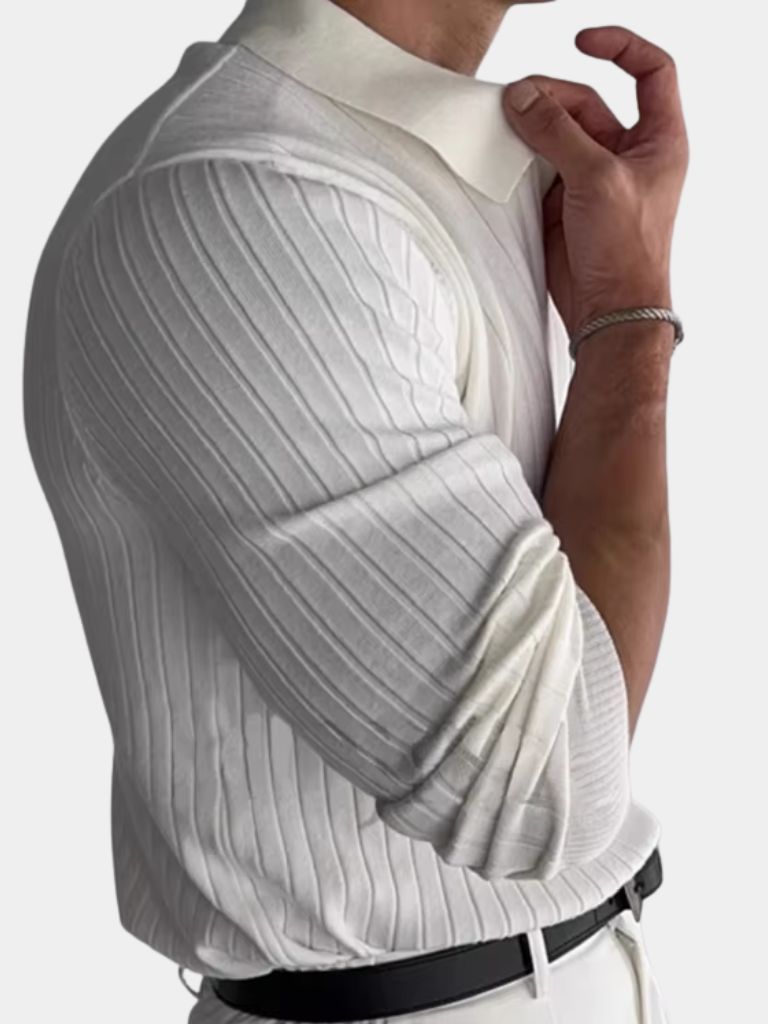 Elegant Open Collar Long Sleeve Polo - North & Row