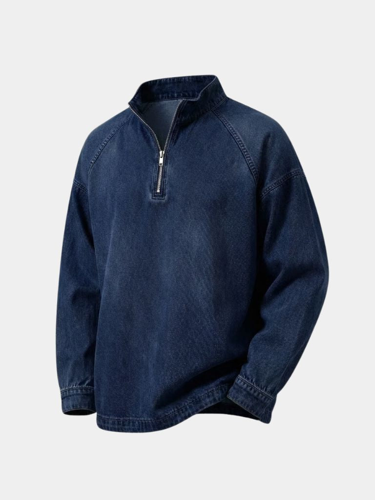 Stonewash Denim Quarter Zip Jacket - North & Row