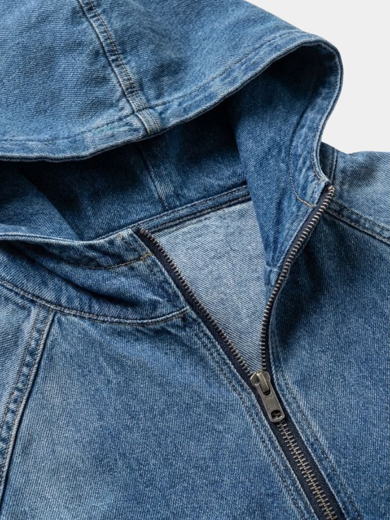 Artisan Denim Smock Quarter Zip Hooded Jacket - North & Row