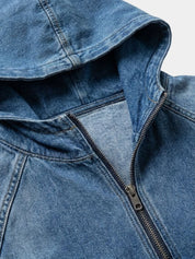 Artisan Denim Smock Quarter Zip Hooded Jacket - North & Row