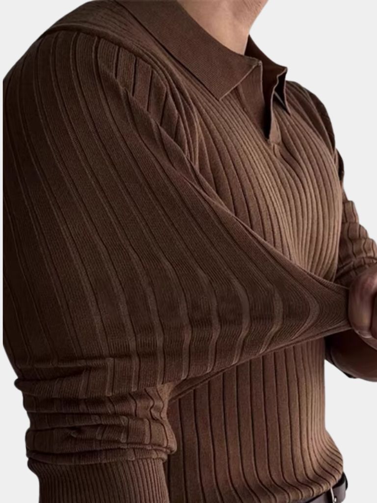 Elegant Open Collar Long Sleeve Polo - North & Row