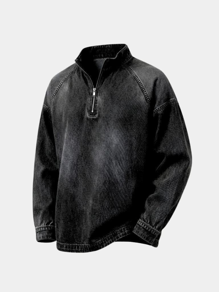 Stonewash Denim Quarter Zip Jacket - North & Row