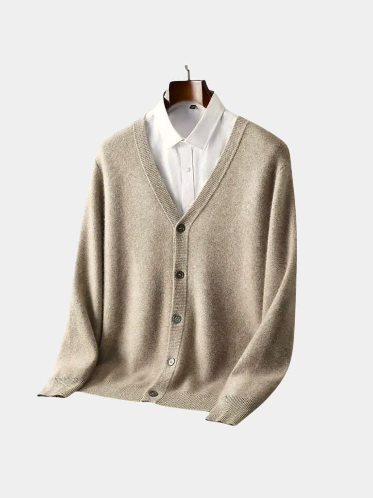 100% Merino Wool V Neck Knitwear Cardigan Sweater - North & Row