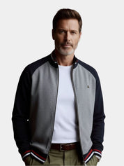 Zipper Color Block Standing Collar Cardigan Sweater - North & Row