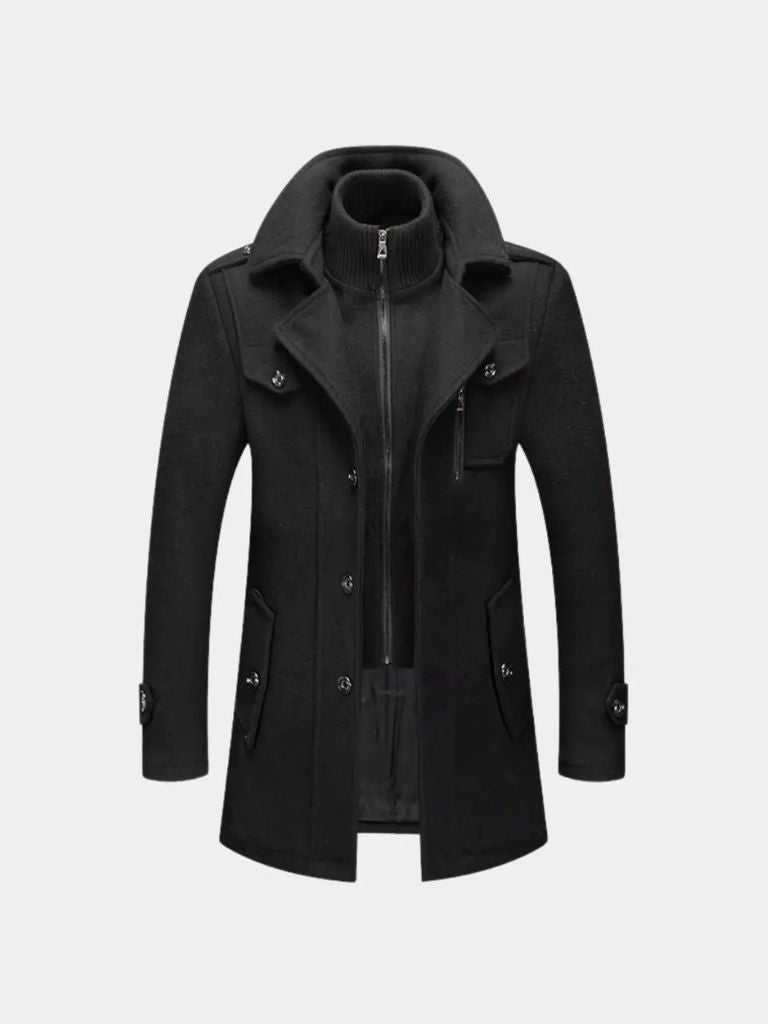 Aristocratic Black Wool Overcoat - North & Row