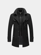 Aristocratic Black Wool Overcoat - North & Row