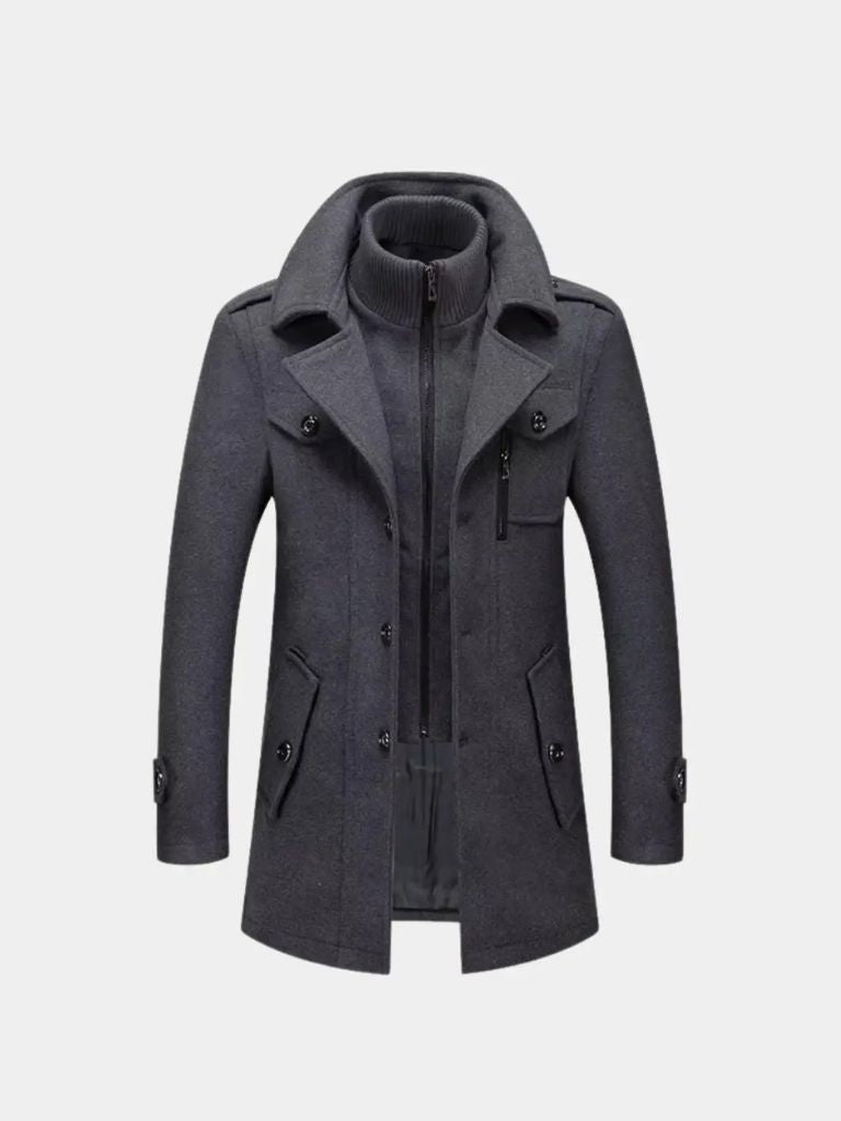 Aristocratic Black Wool Overcoat - North & Row