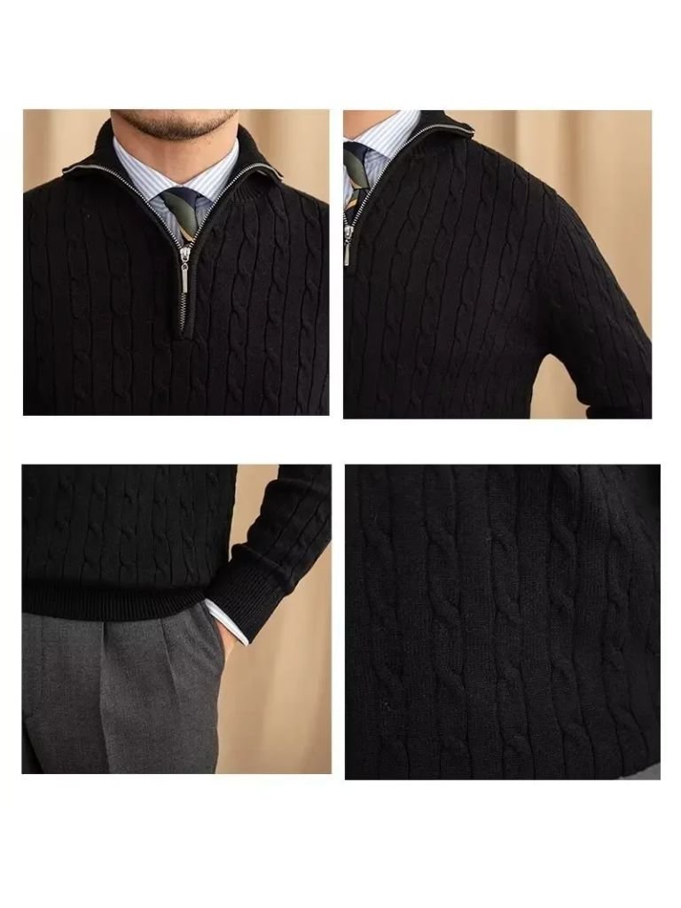 Premium Cable-Knit Zip Neck Sweater - North & Row