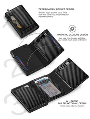 Carbon Fiber Wallet with Air Tag Holder RFID Blocking - North & Row
