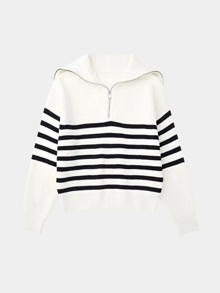 Casual Striped Zip Up Sweater - North & Row
