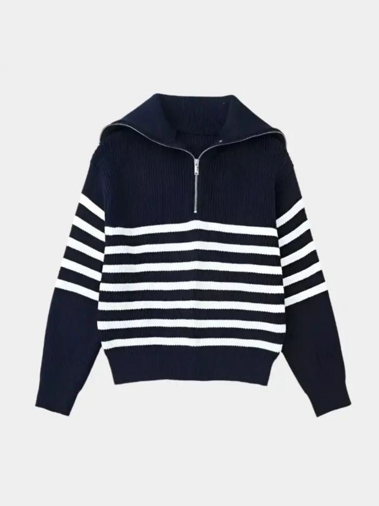 Casual Striped Zip Up Sweater - North & Row