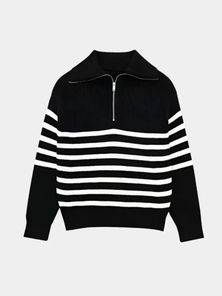 Casual Striped Zip Up Sweater - North & Row