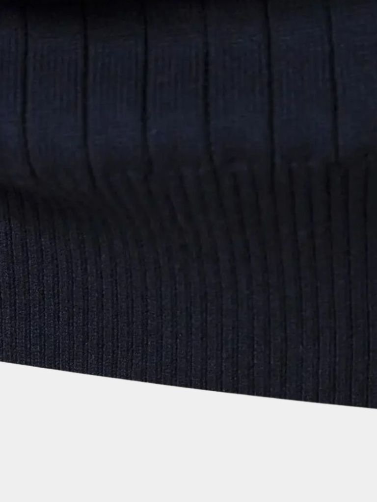 Cotton Knit Vertical Stripes Quarter-Zip Sweater - North & Row