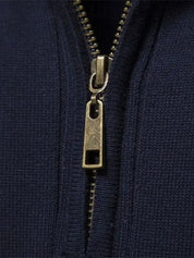 Cotton Knit Vertical Stripes Quarter-Zip Sweater - North & Row