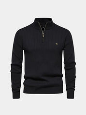 Cotton Knit Vertical Stripes Quarter-Zip Sweater - North & Row